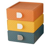 ARTSEWPLY Lot De 3 Boîtes à Tiroirs De Bureau 3 Pièces Moyen Format Rangement Multifonction Pour Papeterie Maison Bureau Chambre Couleurs Assorties (orange Crépuscule, Jaune Mangue, Bleu Paisible
