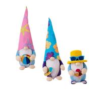 ARTSEWPLY Lot de 3 Poupées Gnomes de Plage en Peluche Décoration D’Été Surf Ballon de Plage et Glace GNOME Côtier Coloré pour Salon et Fête Tropicale Accessoire Décoratif Original