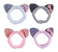 ARTSEWPLY Lot De 4 Bandeaux à Oreilles De Chat Jolis En Tissu Doux, Taille Unique, Légers Et Confortables, Pour Femmes Et Filles, Maquillage Et Soin Du Visage Quotidien