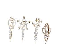 ARTSEWPLY Lot De 4 Épingles à Cheveux Étoiles Et Lunes, Clip Latéral, Assortiment Petit Format, Accessoires Légers Pour Filles, Style Cosmos Pour Mariage, Fête Et Usage Quotidien