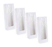 ARTSEWPLY Lot de 4 Paquet à Vin en Papier Kraft Marron avec Fenêtre Transparente Poignée Intégrée pour Bouteilles de Vin Rouge Emballage Présent pour Mariages Banquets et Fêtes