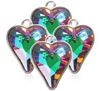 ARTSEWPLY Lot de 4 Pendentifs Cœur en Alliage et Strass Argentés et Verts Accessoires DIY pour Colliers Bracelets et Créations Artisanales Charms Mignons pour Bijoux d'Amitié