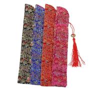 ARTSEWPLY Lot de 4 Pochettes pour Éventails Pliants Vintage en Satin avec Pompons - Étuis Colorés Bleu Roi Noir Rouge et Fuchsia - Protection Légère et Décorative pour Mariage Festivals
