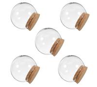 ARTSEWPLY Lot de 5 Cloches en Verre Transparentes à Fleurs Immortelles avec Bouchon en Liège, Diamètre 10 Cm, pour Décoration Maison, Micro-paysages et Figurines, Accessoires Décoratifs