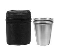 ARTSEWPLY Lot de 5 Set de Tasses à Shot en Acier Inoxydable 70 Ml, Gobelets à Whisky Portables avec Étui de Transport, Résistants la Rouille, pour Camping, Randonnée et Dégustation