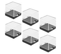 ARTSEWPLY Lot de 6 Boîtes Carrées Transparentes en Acrylique 34 CM Socle Noir pour Rangement et Présentation de Minéraux Spécimens et Cristaux Coffret de Collection Compact pour Bureau