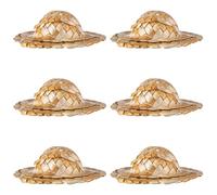 ARTSEWPLY Lot de 6 Mini Chapeaux de Paille Artisanaux pour Décorations de Verres à Cocktail Ornements Petits Décors de Coupes à Vin Accessoires pour Fêtes et Bars pour Soirées et Usage