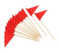 ARTSEWPLY Mini-Drapeaux Triangulaires Rouges pour Décoration de Gâteau 60 Cure-Dents en Plastique Rigide Étiquettes Vierges Personnalisables pour Buffet Cupcakes et Apéritifs Festifs