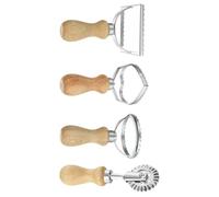 ARTSEWPLY Moule à Biscuits en Alliage 4 Pièces - Grand Rond Carré Roulette et Cœur - Emporte-Pièces Pâtisserie Manche en Bois Antidérapant Découpe Pâte à Raviolis Outil Cuisine pour