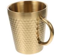 ARTSEWPLY Mug en Métal Doré Martelé 300 Ml Double Couche Résistant aux Chutes Tasse à Café et Lait pour Petit-déjeuner Maison Bureau la Cuisine