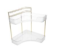 ARTSEWPLY Organisateur Angle Triangulaire pour Soins Peau et Maquillage Étagère Multi-Niveaux Compacte pour Salle de Bain Support Brosse à Dents et Rangement Cosmétique Transparent