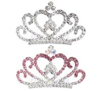 ARTSEWPLY Peigne à Cheveux Diadèmes Pour Garçon Et Filles 2 Pièces Petites Tailles Strass Argenté Et Rose Poudre Accessoire Coiffure D'anniversaire Filles Couronne