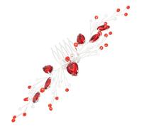 ARTSEWPLY Peigne à Cheveux Mariage Rouge Vif avec Strass Accessoire Élégant pour Femmes Épingle Latérale Facile à Clipser pour Mariée et Demoiselle Honneur