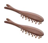 ARTSEWPLY Peigne Masseur de Cuir Chevelu en Bois de Santal Naturel Lot de 2 Brosse à Dents Larges Ergonomique Forme Baleine Outil de Massage Capillaire Manuel pour Soins et Démêlage