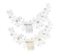 ARTSEWPLY Peignes Latéraux pour Cheveux de Mariée en Cristal Scintillant Lot de 2 Pièces Argenté et Doré Accessoires Fleuris Décoratifs pour Mariage et Cérémonie Alliage Stable Strass