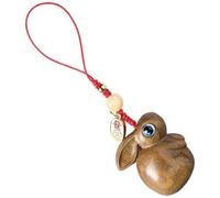 ARTSEWPLY Pendentif Suspendu en Bois de Santal Vert Breloque Lapin Ronde et Mignonne Accessoire Décoratif pour Coque de Téléphone et Paquet à Main Style Japonerie Ornement Suspendu