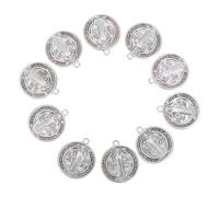 ARTSEWPLY Pendentifs Médaille Saint Benoît Lot De 10 Pièces, Breloques En Alliage Résistantes Motif Croix, Accessoires Diy Pour Bracelets, Colliers Et Porte-clés, Usage Religieux Mixte