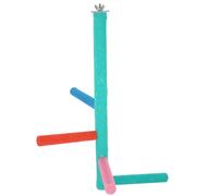 ARTSEWPLY Perchoir à Perroquet en Bois Naturel 4 Niveaux Escalier Rotatif, Support de Jeu pour Perruches et Petits Oiseaux, Surface Rugueuse pour Exercice des Pattes, Couleur Aléatoire