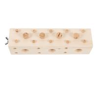 ARTSEWPLY Perchoir en Bois de Pin Long pour Perroquet, à Mâcher Naturel et Sécurisé, Cube Éducatif Interactif Trous pour Friandises, Support D'entraînement pour Oiseaux, Accessoire