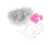 ARTSEWPLY Perruque Vieille Dame Avec Costume Pour Femme Incluant Chaîne De Lunettes Pour Jeux De Rôle Et Fêtes Déguisées