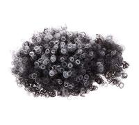 ARTSEWPLY Perruques Synthétiques Afro Cosplay Taille Courte Couleur Grise Queue De Cheval Frisée Avec Frange Pour Fête Et Déguisement