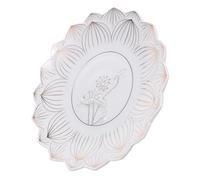 ARTSEWPLY Plateau D’Offrandes Bouddhiste en Céramique Blanche 18 CM Motifs en Relief Dorés - Assiette Porte-Fruits et Porte-Pâtisseries pour Temple et Rituels Religieux Bol Sacré