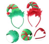 ARTSEWPLY Serrage-tête De Noël Rouge Et Vert 2 Pièces Cornes Rayées Pour Filles Et Femmes, Accessoires De Fête Légers Et Confortables Pour Carnaval Et Réveillon