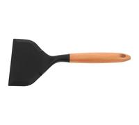 ARTSEWPLY Spatule en Silicone Noire à Manche en Bois, Large et Flexible, Résistante la Chaleur, Spatule à Crêpes et Poisson, Ustensile Cuisine Antiadhésif pour Wok et Poêle Professionnelle
