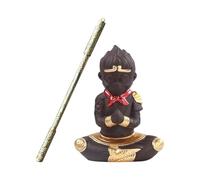 ARTSEWPLY Statue du Roi Singe Sun Wukong en Grès avec Baguette D’Or Figurine Décorative pour Aquarium Betta Sculpture Mythologique Chinoise pour Jardin Zen et Bureau Mini-Statue