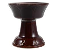 ARTSEWPLY Support de Bougie Chauffe-Plat Céramique Résistante pour Huile de Ghee Lampe de Temple Tibétaine Vintage Porte-Bougie pour Décoration Autel Diwali et Relaxation