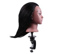 ARTSEWPLY Tête De Mannequin De Cosmétologie 14 Pouces Cheveux Naturels Peau Noire Claire Pour Apprentissage Coiffure Étudiants Salon De Beauté Petit Support