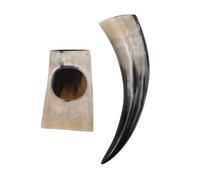 ARTSEWPLY Viking Ox Horn Cup With Stand Large Capacity Mead Drinking Vessel For Men Natural Ox Horn Beer Mug Rustic Decor