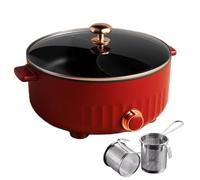 ARTSIM Fondue Chinoise, Multi-Fonctions Fondue Chinoise Convient Aux FêTes d'anniversaire (avec 2 Filets Non éTanches),Red
