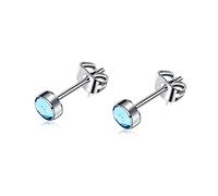 Artskin Boucles d'oreilles en titane G23 pour femmes filles boucles d'oreilles hypoallergéniques sans nickel 4mm boucles d'oreilles aigue-marine pour oreilles sensibles