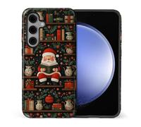 artslion Coque de Protection esthétique 2 en 1 pour Samsung Galaxy S24 Protection intégrale, Antichoc et antichute - Motif Bibliothèque Père Noël