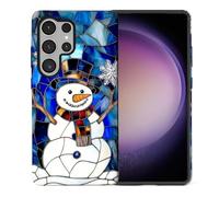 artslion Coque de Protection esthétique 2 en 1 pour Samsung Galaxy S24 Ultra Protection intégrale, Antichoc et antichute - Motif Bonhomme de Neige en Verre
