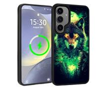 artslion Étui magnétique pour Samsung Galaxy S25 Coque de Protection Antichoc Compatible avec MagSafe Loup aux Yeux Verts Modèle