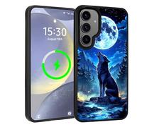 artslion Étui magnétique pour Samsung Galaxy S25 Plus Coque de Protection Antichoc Compatible avec MagSafe Loup au Clair de Lune Modèle