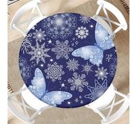 artslion Nappe Ronde d'extérieur avec Bande élastique Ø 44in-110cm Nappe de Jardin élastique avec Motif Belles Papillon de Cristal de Glace Convient aux Tables de 95-105 cm