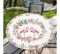 artslion Nappe Ronde d'extérieur avec Bande élastique Ø 60in-150cm Nappe de Jardin élastique avec Motif Flamants Roses pour Cuisine Jardin Fête Table