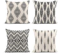 ArtSocket Lot de 4 housses de coussin Ikat tribal et bohème ethnique à chevrons pour idées, décoration à chevrons en lin housses de coussin décoratives pour la maison 40,6 x 40,6 cm housses de coussin