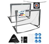 ArtSport But de Football Pop-up Goal Master - Set de 2 avec Accessoires - Pliable & prêt à Jouer - 2 buts intérieur & extérieur - Cage de Foot - Gris