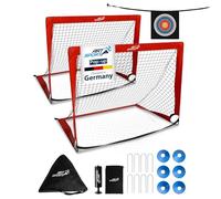 ArtSport But de Football Pop-up Goal Master - Set de 2 avec Accessoires - Pliable & prêt à Jouer - 2 buts intérieur & extérieur - Cage de Foot - Rouge