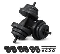 ArtSport Ensemble d'haltères 20 kg - Ensemble d'entraînement de musculation avec 2 haltères courts, 12 disques d'haltères, 4 fermetures en étoile et poignées antidérapantes pour la maison