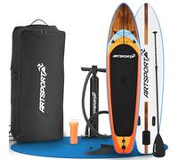 ArtSport Planche de Stand Up Paddle en kit Beach Rocker Gonflable 320 cm - 150 kg - Leash, Pompe, pagaie, Sac et Accessoires - Planche de Sup