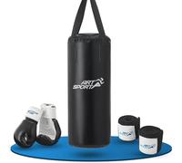 ArtSport Sac de Frappe Enfant avec Gants remplis et Suspendus, Ensemble Punching Ball 10 kg avec Bandages et Support Plafond - Dès 6 Ans - Ensemble de Boxe Sac de Boxe Kickboxing