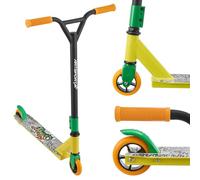 ArtSport Trottinette Stunt Street Life - Freestyle pour Enfants et Adolescents - Guidon à 360°, Roues en Aluminium de 100 mm - Noir Jaune Orange