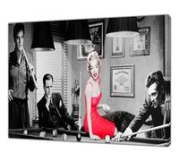 ARTSPRINTS Elvis Presley Marilyn Monroe James Dean Snooker Impression sur toile encadrée Décoration murale 76 x 60 cm - 38 mm de profondeur
