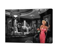 ARTSPRINTS James Dean Elvis Presley et Marilyn Monroe in Bar B/W Reproduction sur toile encadrée Décoration murale 102 x 76 cm - 18 mm de profondeur