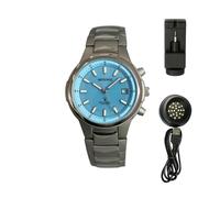 ARTSTATE AS0388B Montre analogique à quartz solaire radio-pilotée pour homme avec bracelet en titane